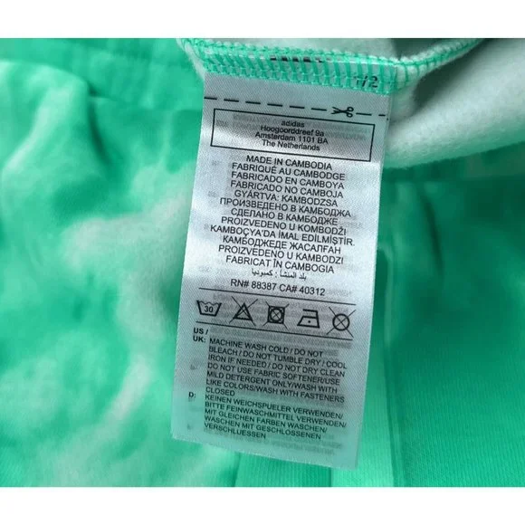 🛑SOLD🛑 Adidas Essentials Tie Dye Green White Mens Large Sweat Shorts Athletic - Picture 4 of 9